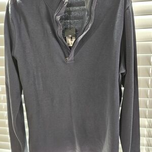 Boss Hugo Navy Sweater Men’s SZ Large  1/4 Zip  Ribbed Cotton Mock Neck NWT